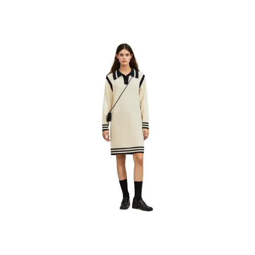 ELLE Длинный рукав Юбка Зимний Женские Бежевый