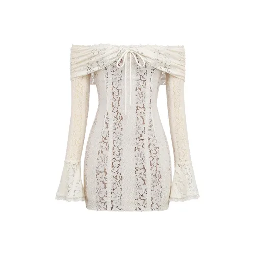 HOUSE OF CB Sadie Длинное Платье с Длинными Рукавами Женское Кремовый Кремовый