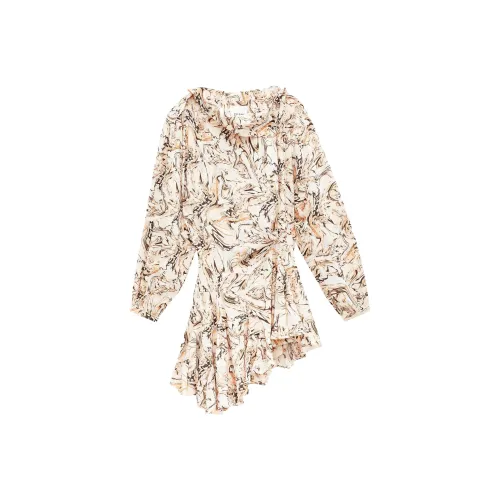 ISABEL MARANT Светло-янтарное Женское Длинное Платье с Длинным Рукавом