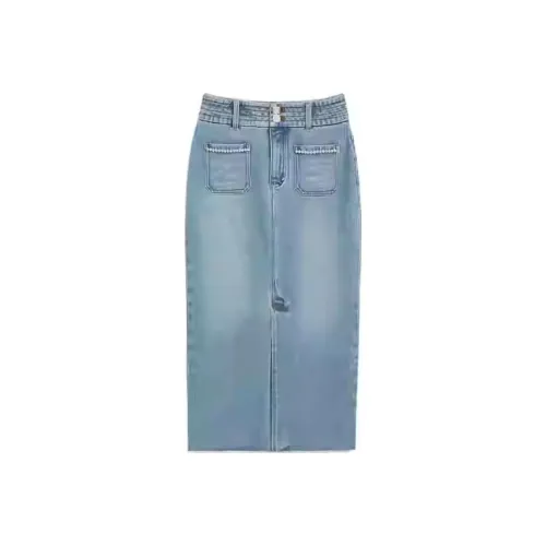 BEBE Синие Женские Джинсовые Длинные Юбки