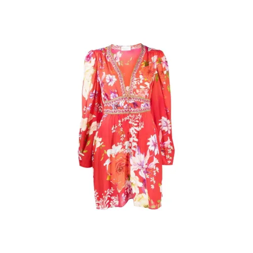 CAMILLA Длинное платье с длинными рукавами женское светло-красное