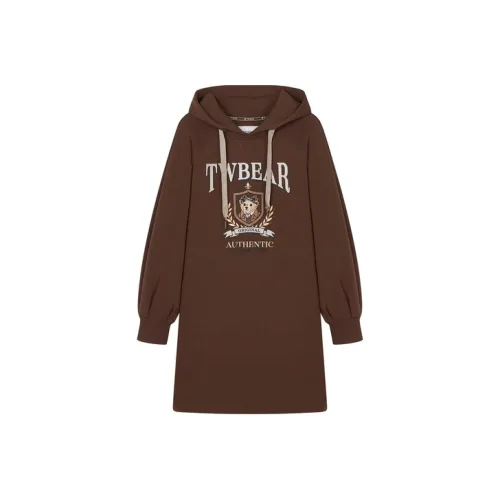 Teenie Weenie Длинное платье с длинными рукавами женское коричневое