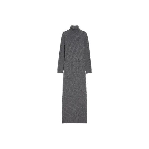 MaxMara Длинное платье с длинными рукавами женское серое