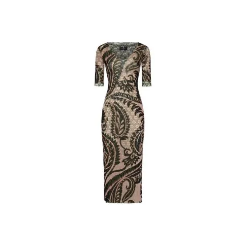 ETRO Бежевые Женские Короткие Платья с Рукавами