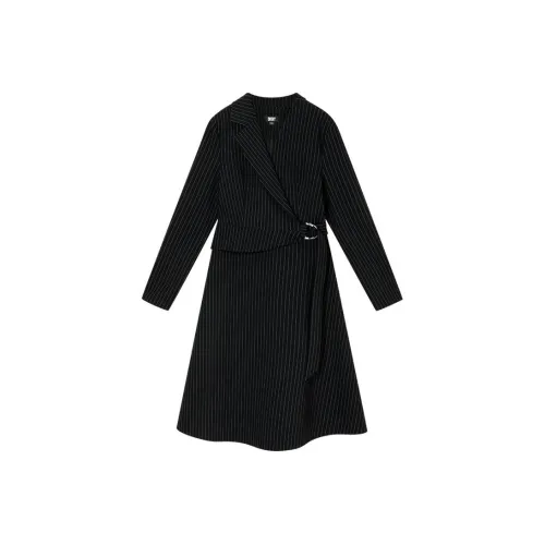 DKNY Черное Женское Длинное Платье с Рукавами