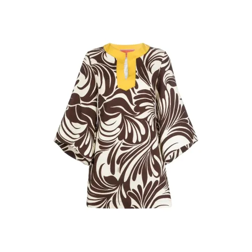 La DOUBLEJ. Длинное платье с длинными рукавами женское шоколадного цвета