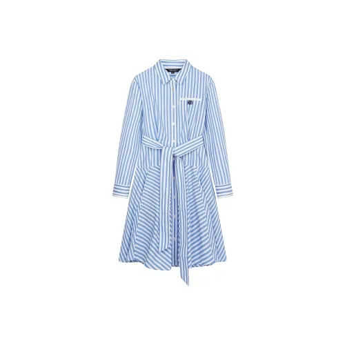 Teenie Weenie Длинное платье с длинными рукавами женское синее