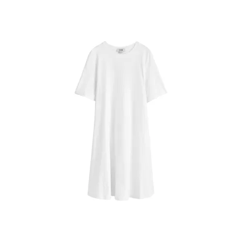 COS Короткий рукав платье женское белое