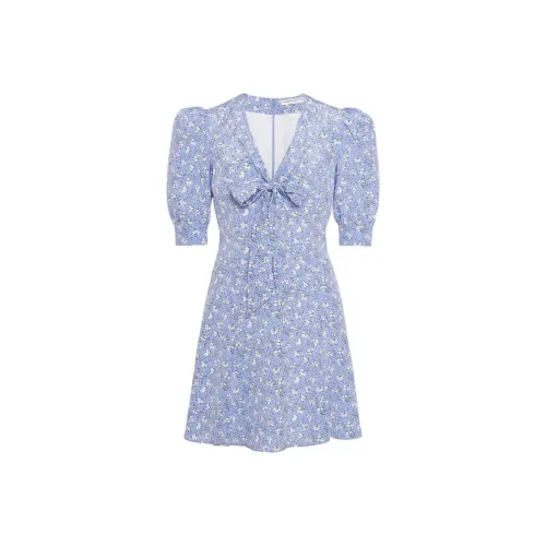 Alessandra Rich PF24 Короткое платье с короткими рукавами женское светло-синее