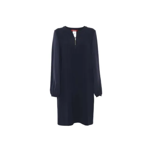 MaxMara Studio Длинное платье с длинными рукавами женское морской синий