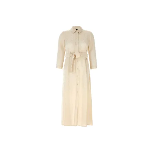 PINKO Длинное платье с длинными рукавами женское бежевый