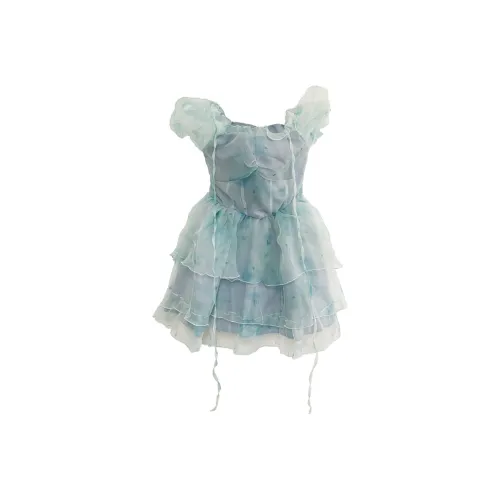 ZCDECO Короткий рукав Платье Женское Синее