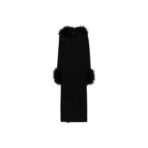 TWINSET Milano FW24 Длинное платье с длинным рукавом женское черное