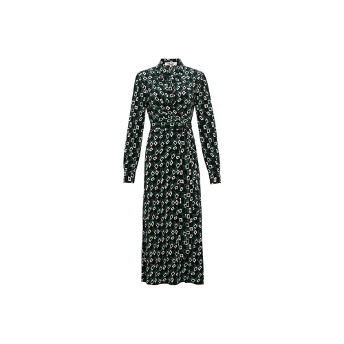 DVF Diane Von Furstenberg FW24 Длинное платье с длинными рукавами женское зеленое