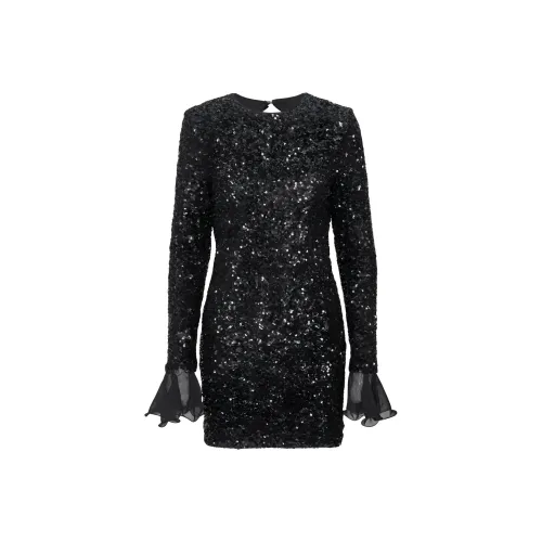 Rotate Длинное платье с длинными рукавами женское черное