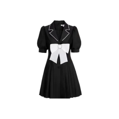 AIVEI Черное Женское Короткое Платье с Рукавами