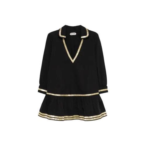 BODE SS25 Длинное Платье с Длинными Рукавами Женское Черное