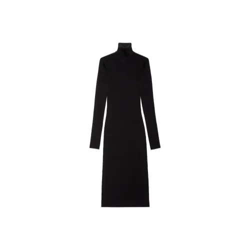 GUCCI FW24 Длинное платье с длинными рукавами женское черное