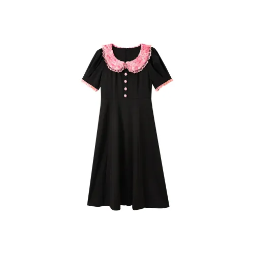 EIDOLON GRAIN Короткий рукав Платье Женское Черное