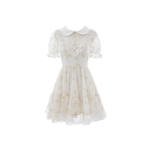 Blovelan Короткий рукав Платье Женское Нарцисс Желтый