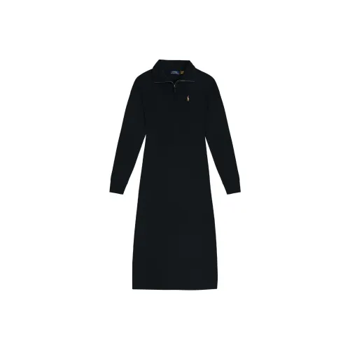 Polo Ralph Lauren Длинное платье с длинными рукавами женское черное