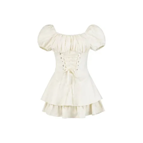 MITX Короткий рукав платье женский белый