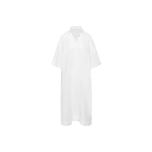 ARITZIA Little Moon Monaco Linen Dress Long Sleeved Dress Women's White Белый