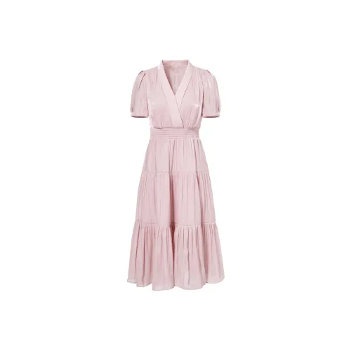 BADINA Короткое платье с короткими рукавами женское пыльно-розовое