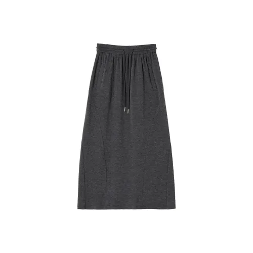 SOON FLOWER KNIT Длинная Юбка Женская Темно-Серый