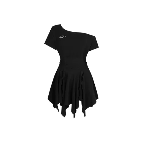 Annie The Темный Child Короткий рукав Платье Женское Черное