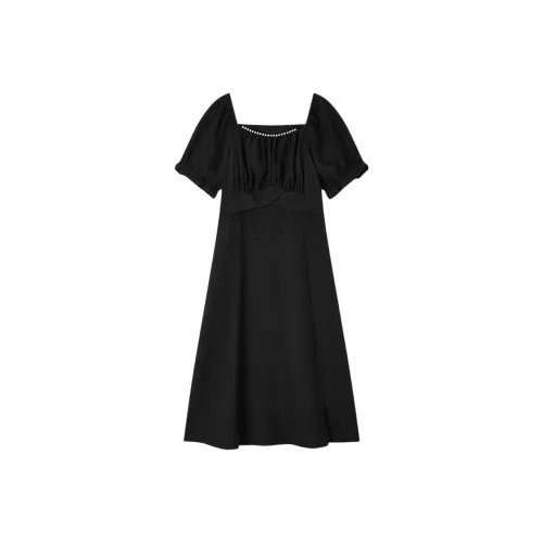 EICHITOO Короткое платье с короткими рукавами женское черное