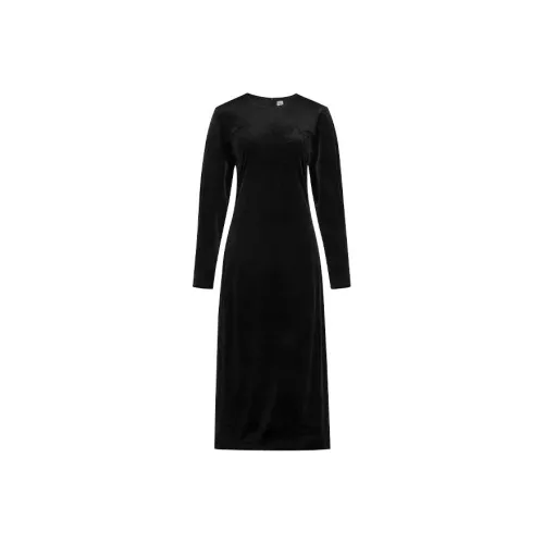 MEIYANG Длинное платье с длинными рукавами женское черное