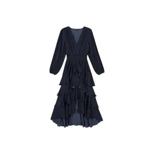 Maje Темно-синий Женские Длинные Платья с Рукавами