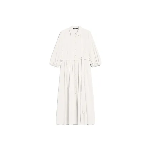 WEEKEND MaxMara Белое Женское Длинное Платье с Рукавами