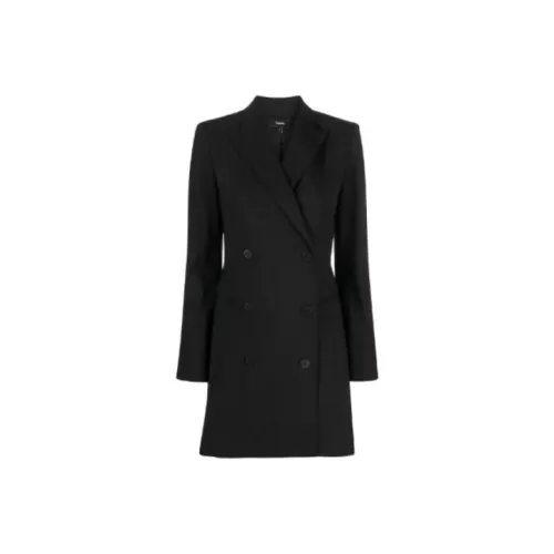 Theory Черное Женское Длинное Платье с Рукавами