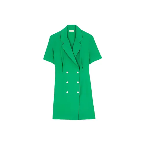 SANDRO Зеленые Женские Короткие Платья с Рукавами