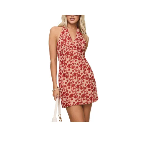 PRINCESS POLLY NEELIA Мини Платье Slip Платье Женское Красный Цветочный Красный Цветочный