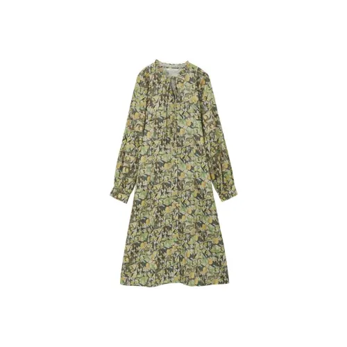 MSLAN Длинное платье с длинными рукавами женское масло