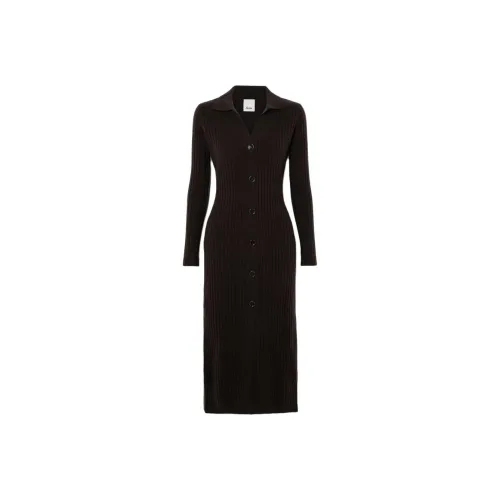 ALLUDE Темный хаки Женские Длинные Платья с рукавами