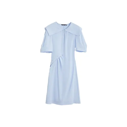 ELLE Короткий рукав Платье Женское Синее