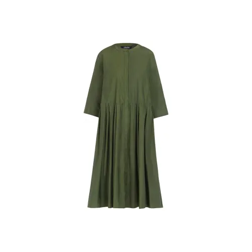 'S MAX MARA Zoe Collection Шелк And Хлопок Платье Длинное с длинными рукавами Женское Зеленое