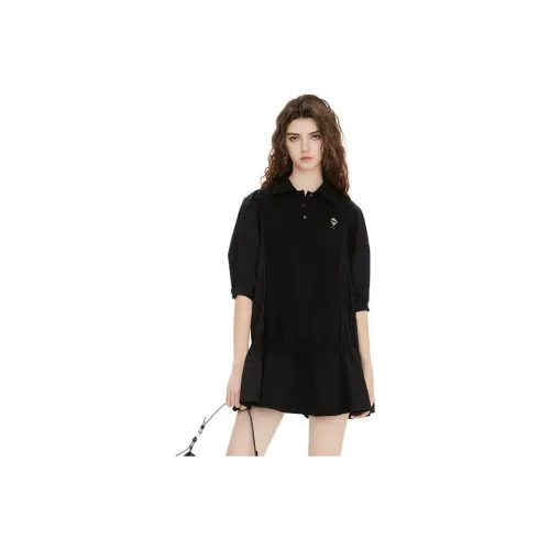 JORYAweekend Короткий рукав Платье Женское Черное