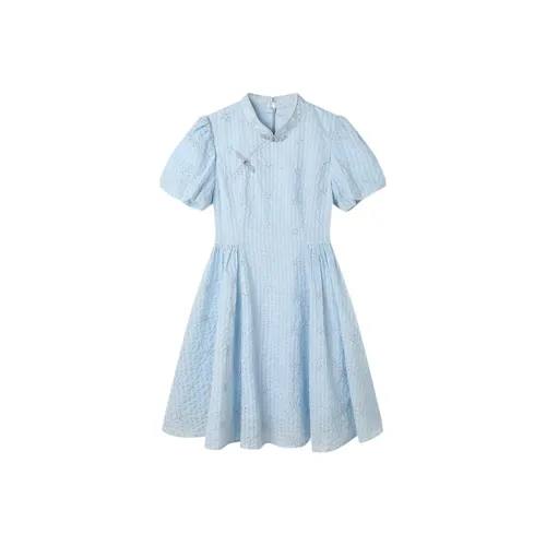Pit Короткий рукав Платье Женское Светло-синий