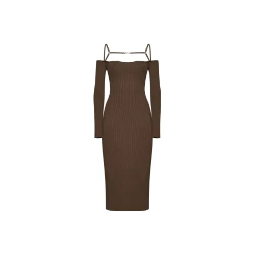Jacquemus Коричневый Женские Длинные Платья с Рукавами