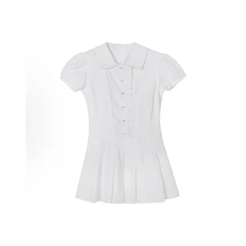 BIFH Короткий рукав Платье Женское белое Платье Юбка + Анти-экспозиция Шорты