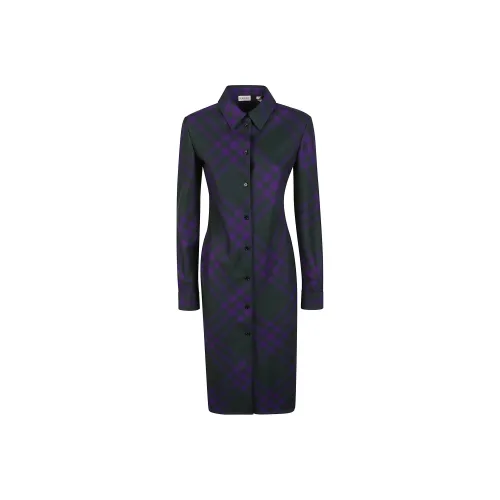 Burberry Фиолетовые Женские Длинные Платья с Рукавами