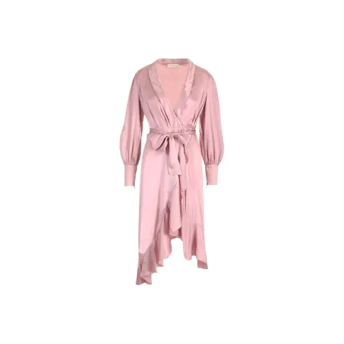 Zimmermann FW23 Длинное Платье с Длинными Рукавами Женское Розовое