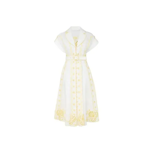 Zimmermann Желтые Женские Короткие Платья с Рукавами