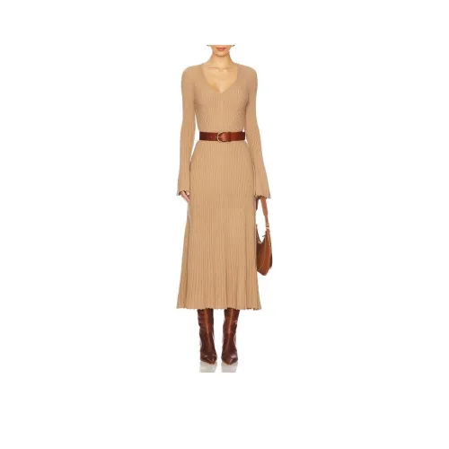 PAIGE Длинное платье с длинными рукавами женское хаки