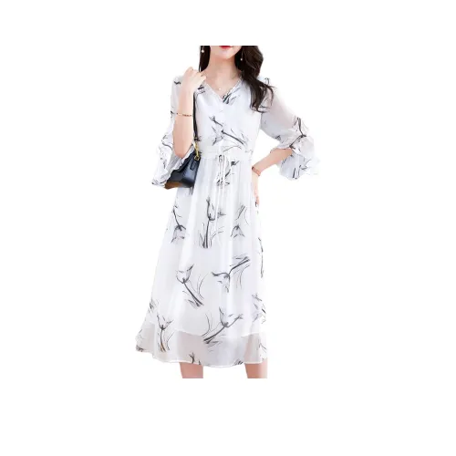 Ink Beauty Длинное платье с длинными рукавами женское многоцветное